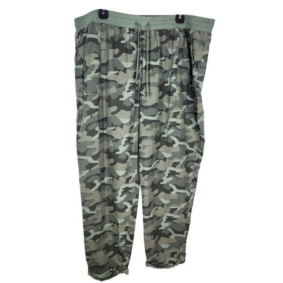 Maurices Pants Women 22W Camo Drawstring Pull On Cotton Lyocell Drawstring Roll - Picture 1 of 14